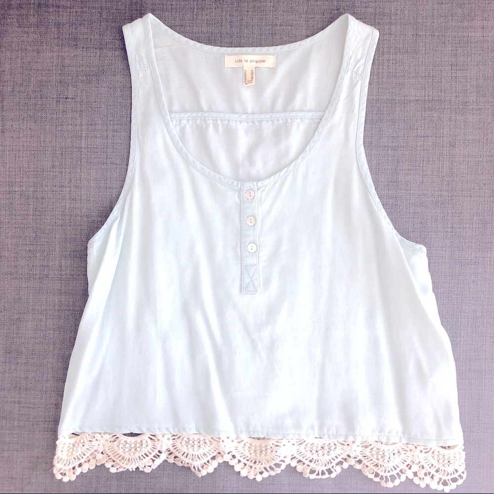 NWOT Cropped Tank with Crochet Hem